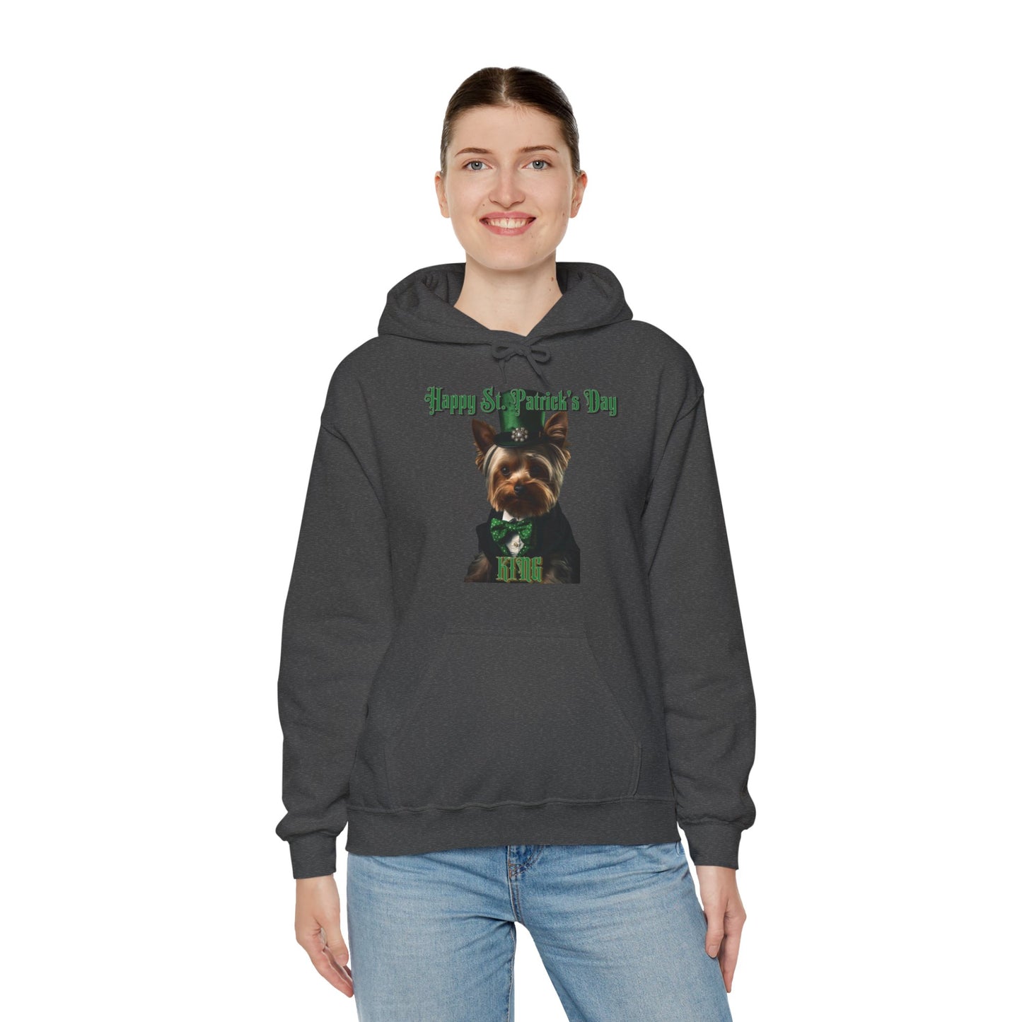 St. Patrick's Day Yorkie 1 for Adults Unisex Heavy Blend™ Hooded Sweatshirt