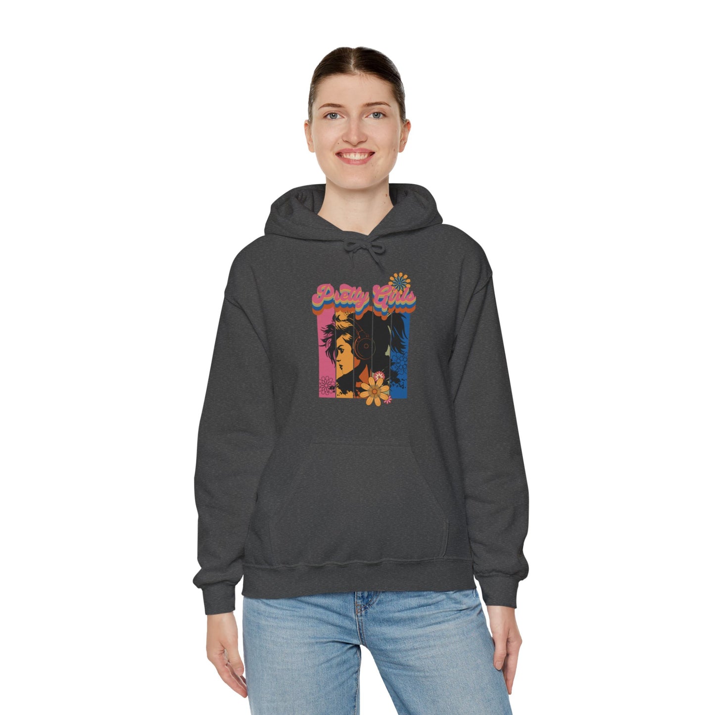 Colorful Floral Pretty Girls for Adults Unisex Heavy Blend™ Hooded Sweatshirt