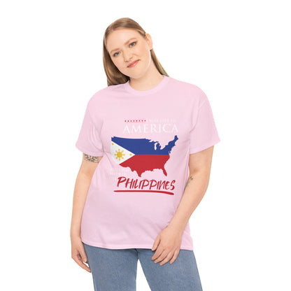 I may live in America but I was made in the Philippines (Gildan · 5000) Unisex Heavy Cotton Tee