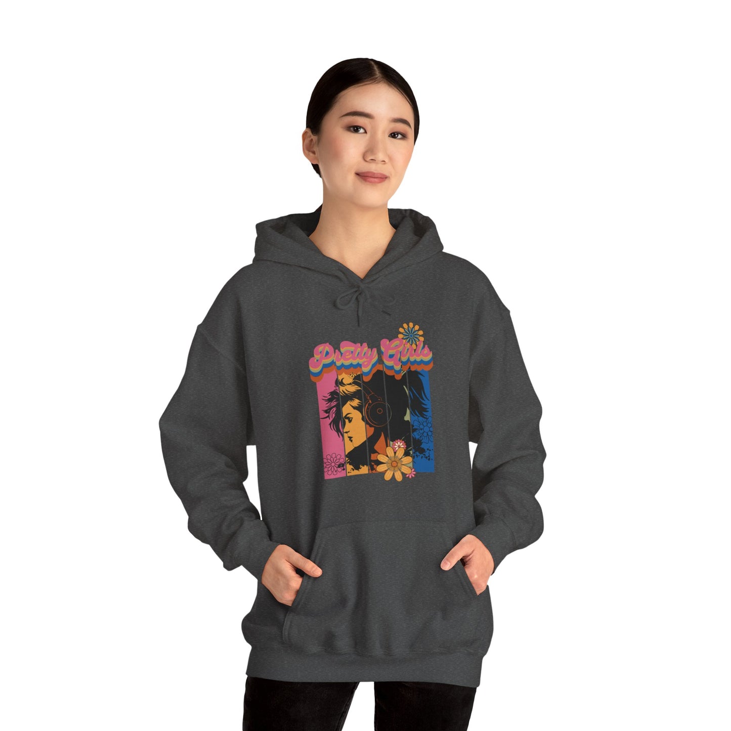 Colorful Floral Pretty Girls for Adults Unisex Heavy Blend™ Hooded Sweatshirt