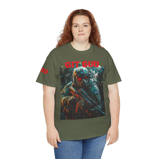 Gaming Tee - Red Eyed Soldier surrounded by Zombies - GIT GUD Design