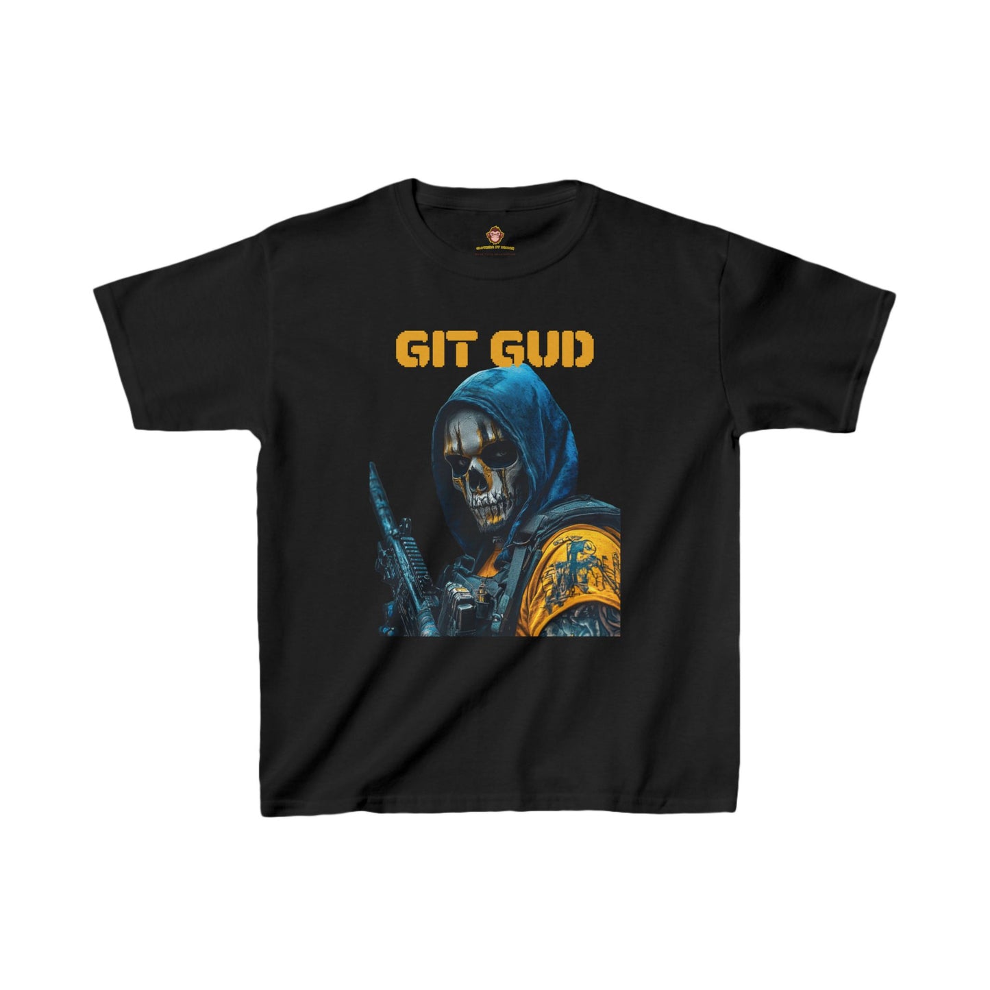 Kids T-Shirt - Skull Faced Soldier Git Gud Design