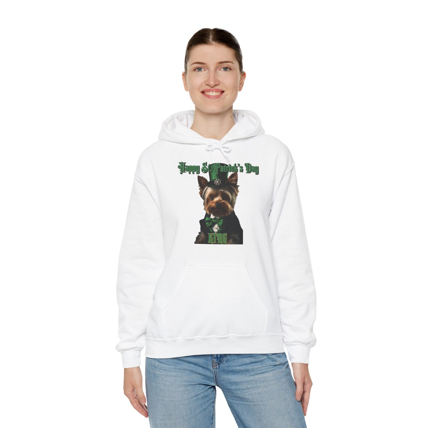 St. Patrick's Day Yorkie 1 for Adults Unisex Heavy Blend™ Hooded Sweatshirt