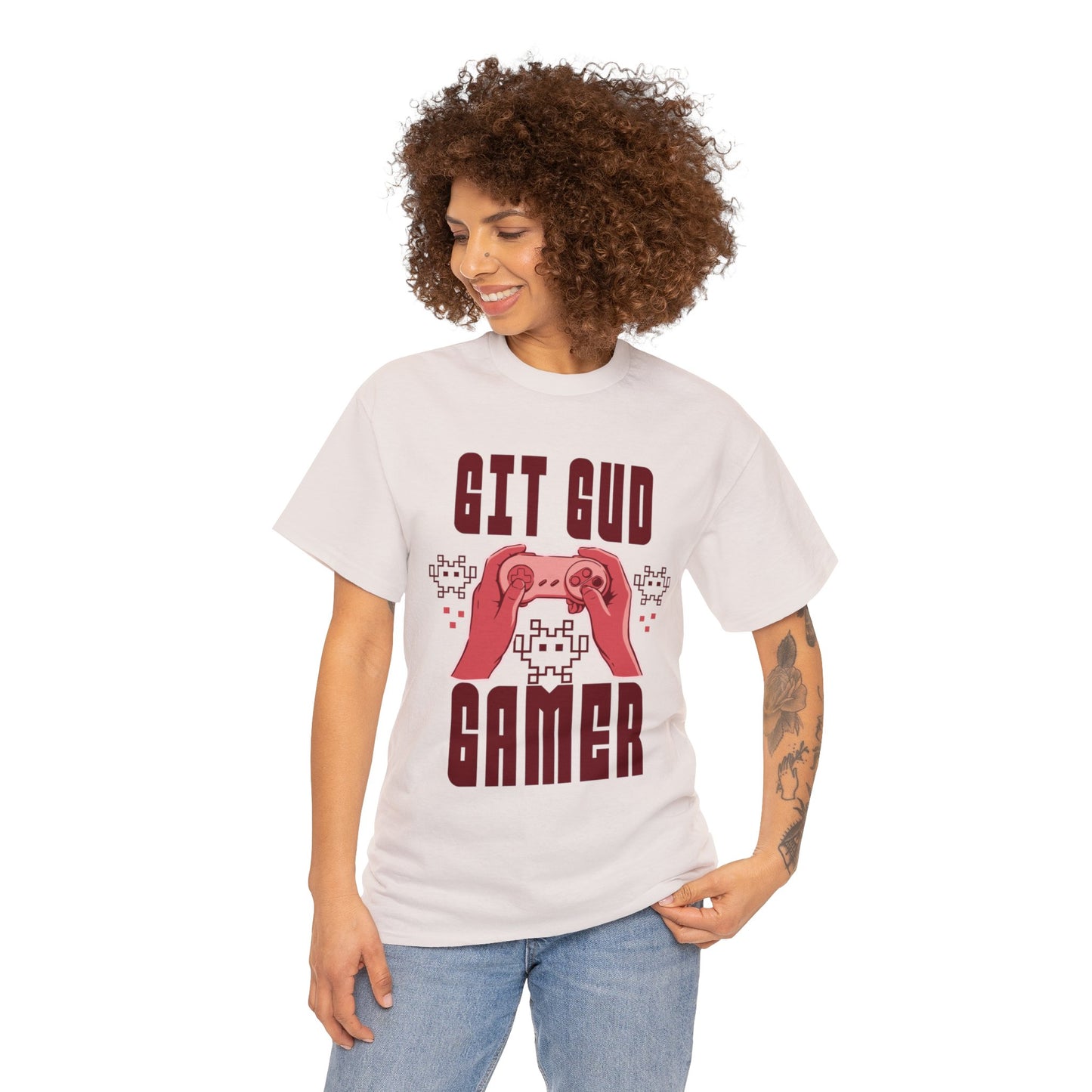 Retro GIT GUD Gamer for Adults (Gildan · 5000) Unisex Heavy Cotton Tee