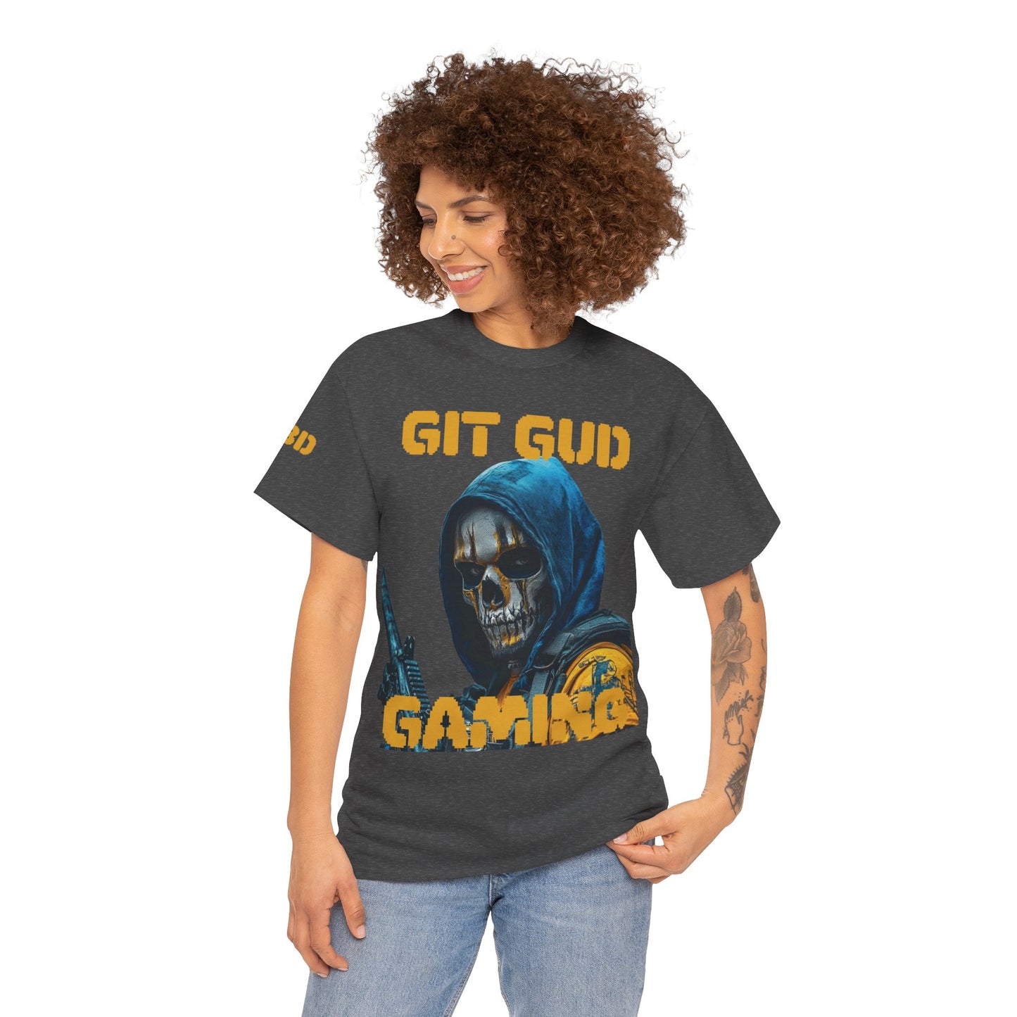 Gamer Tee - Skulled Faced Soldier Git Gud Design