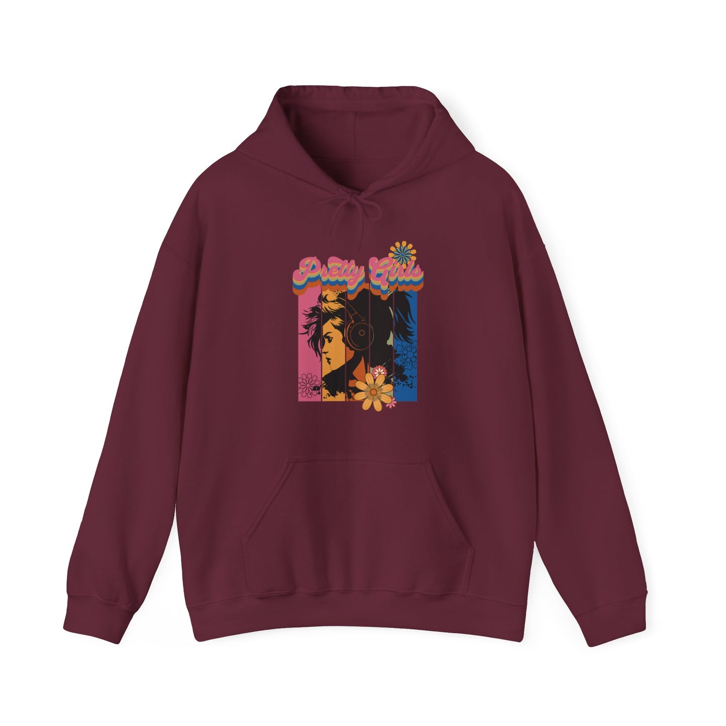 Colorful Floral Pretty Girls for Adults Unisex Heavy Blend™ Hooded Sweatshirt