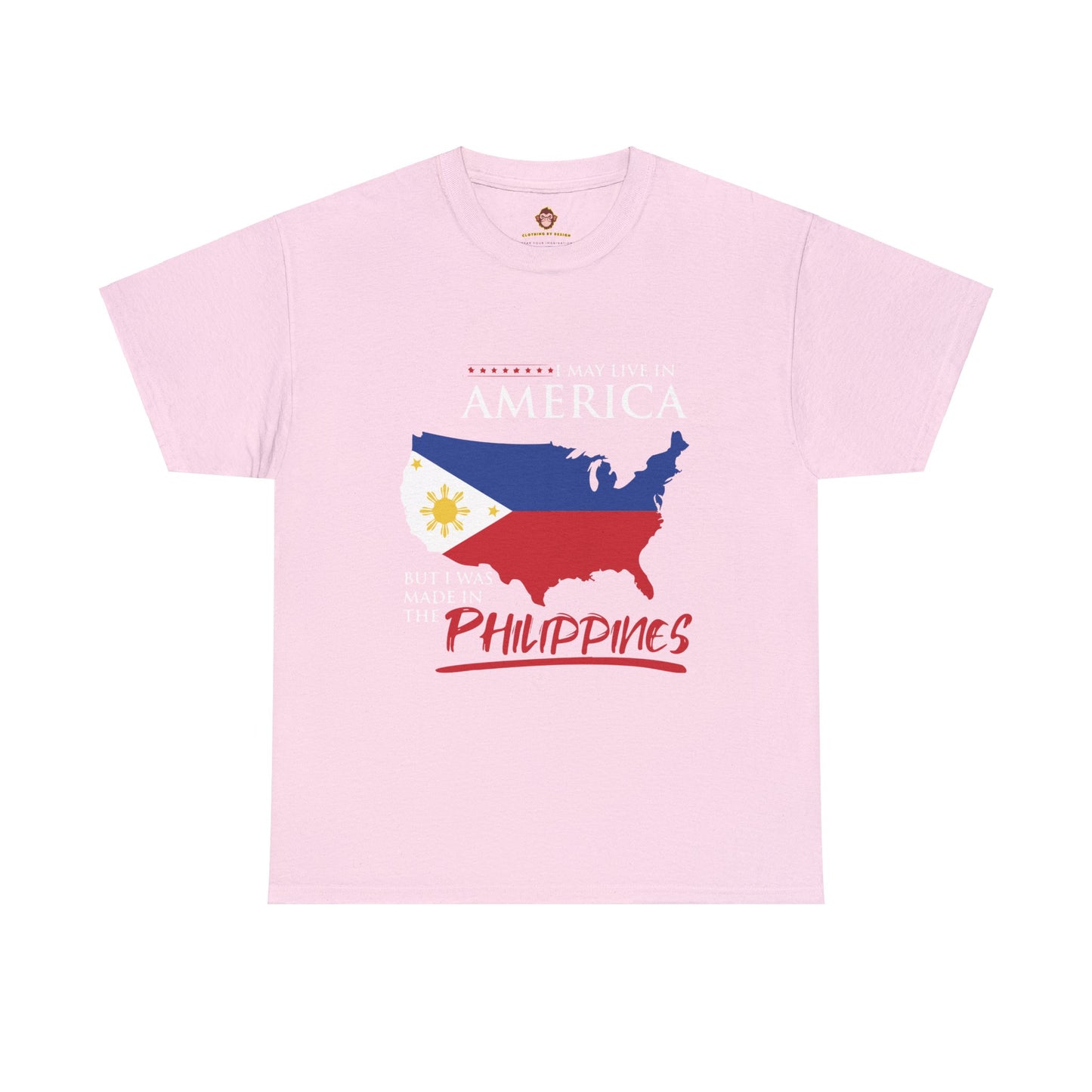 I may live in America but I was made in the Philippines (Gildan · 5000) Unisex Heavy Cotton Tee