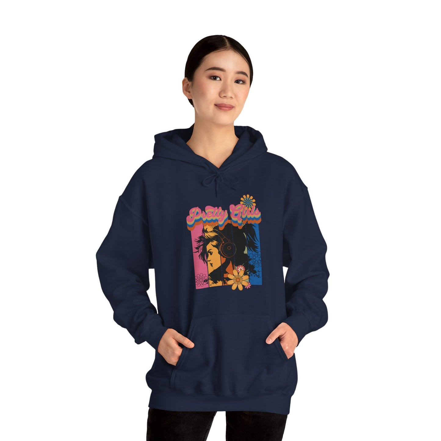 Colorful Floral Pretty Girls for Adults Unisex Heavy Blend™ Hooded Sweatshirt