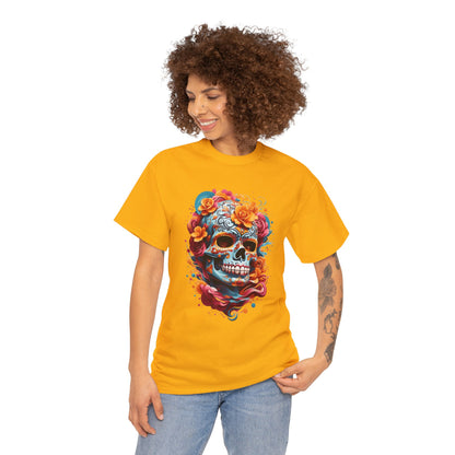 Skeleton with flowers (Gildan · 5000) Unisex Heavy Cotton Tee