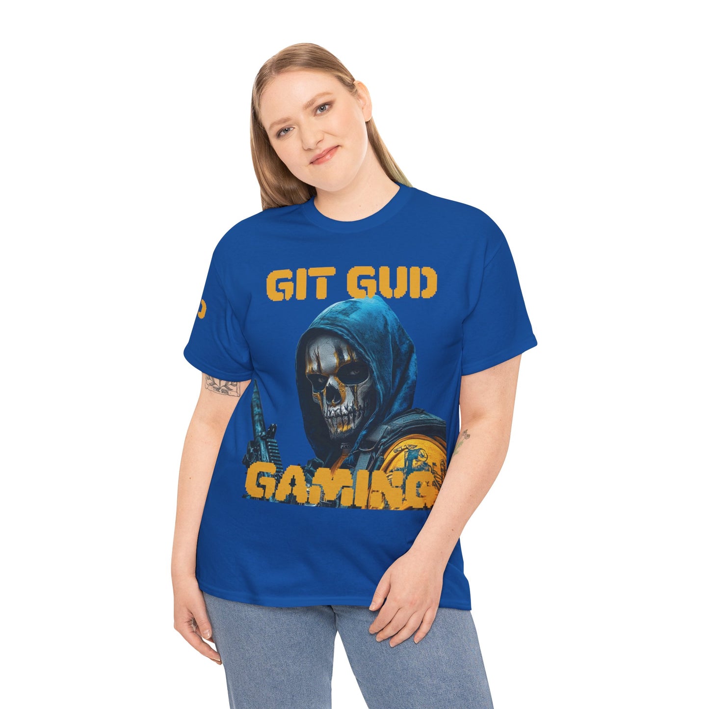 Gamer Tee - Skulled Faced Soldier Git Gud Design