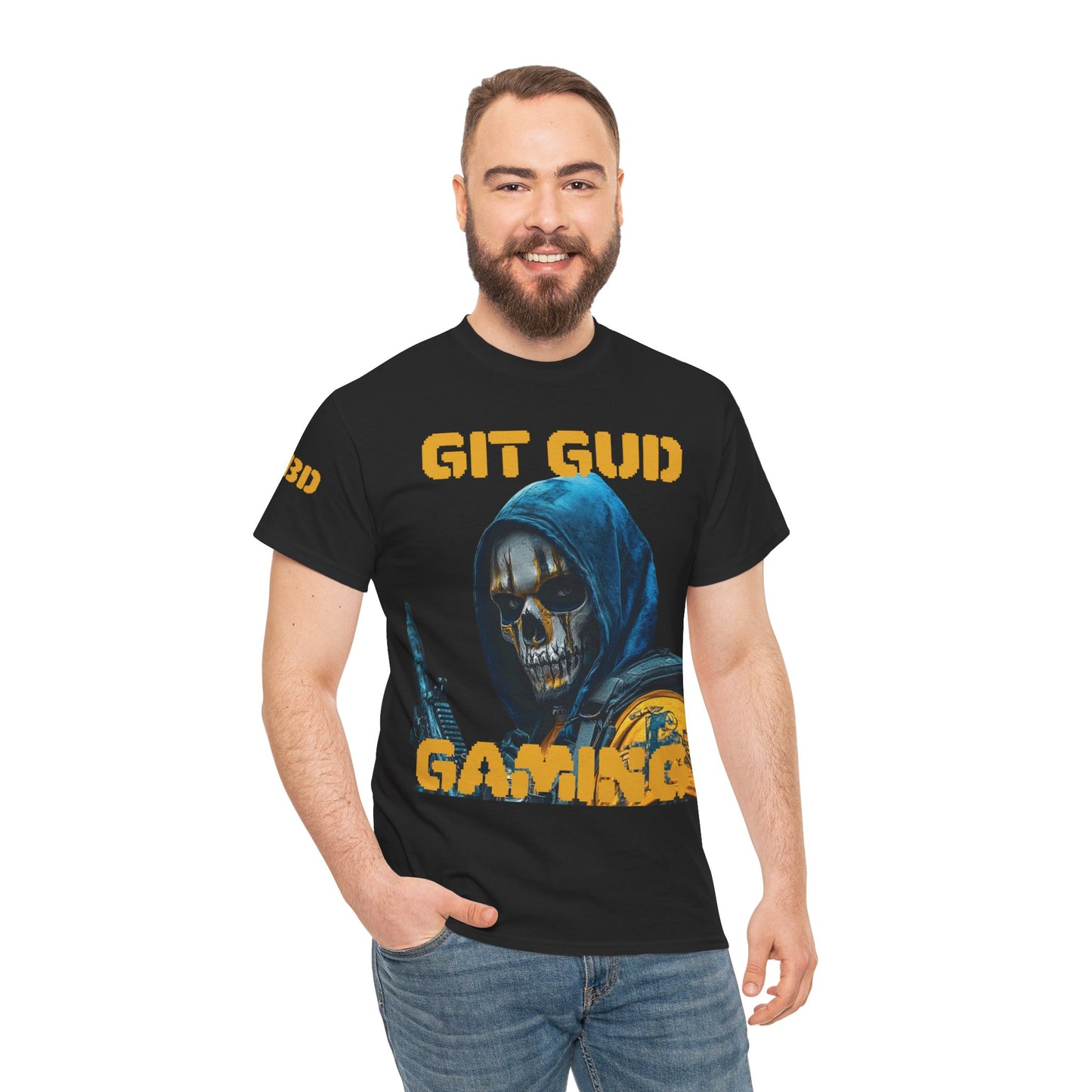 Gamer Tee - Skulled Faced Soldier Git Gud Design