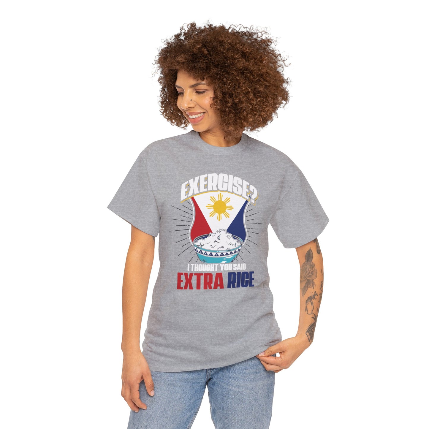 Exercise?  I thought you said extra rice. (Gildan · 5000) Unisex Heavy Cotton Tee