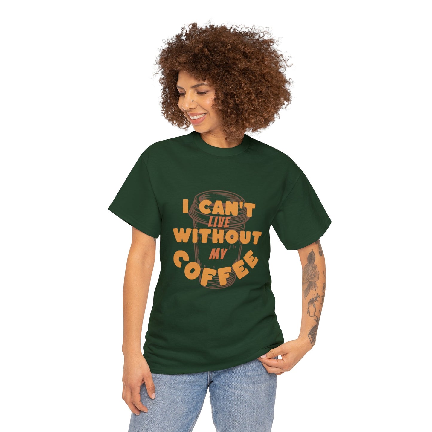 I can't live without my coffee for Adults (Gildan · 5000) Unisex Heavy Cotton Tee