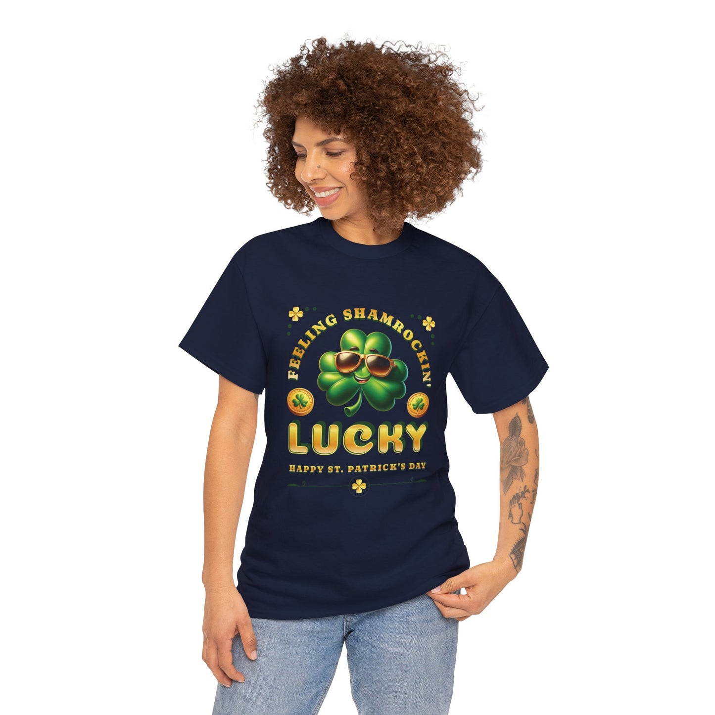 Feeling Shamrockin' Lucky and Blessed (Gildan · 5000) Unisex Heavy Cotton Tee