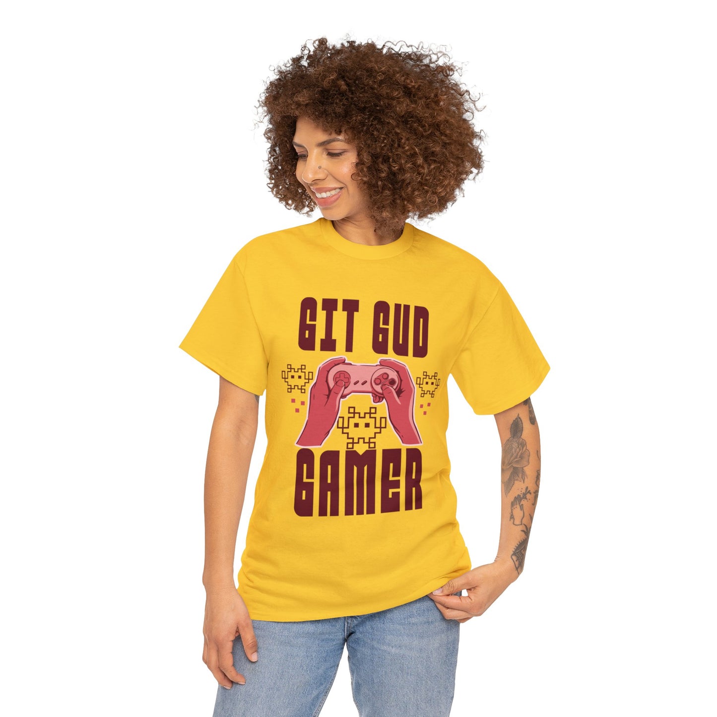 Retro GIT GUD Gamer for Adults (Gildan · 5000) Unisex Heavy Cotton Tee