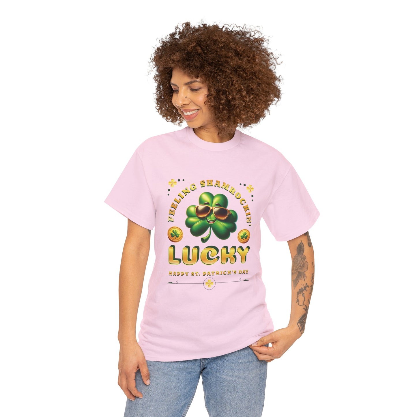 Feeling Shamrockin' Lucky and Blessed (Gildan · 5000) Unisex Heavy Cotton Tee