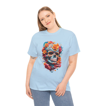 Skeleton with flowers (Gildan · 5000) Unisex Heavy Cotton Tee