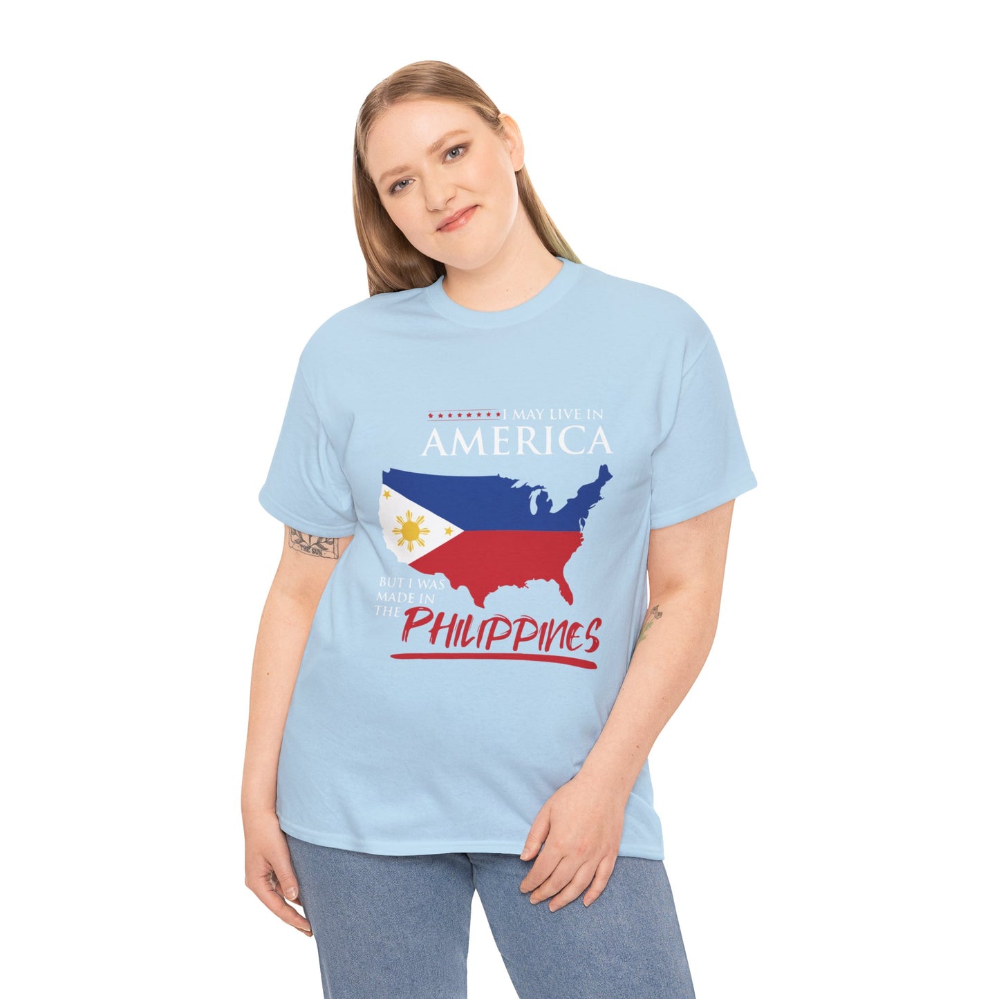 I may live in America but I was made in the Philippines (Gildan · 5000) Unisex Heavy Cotton Tee