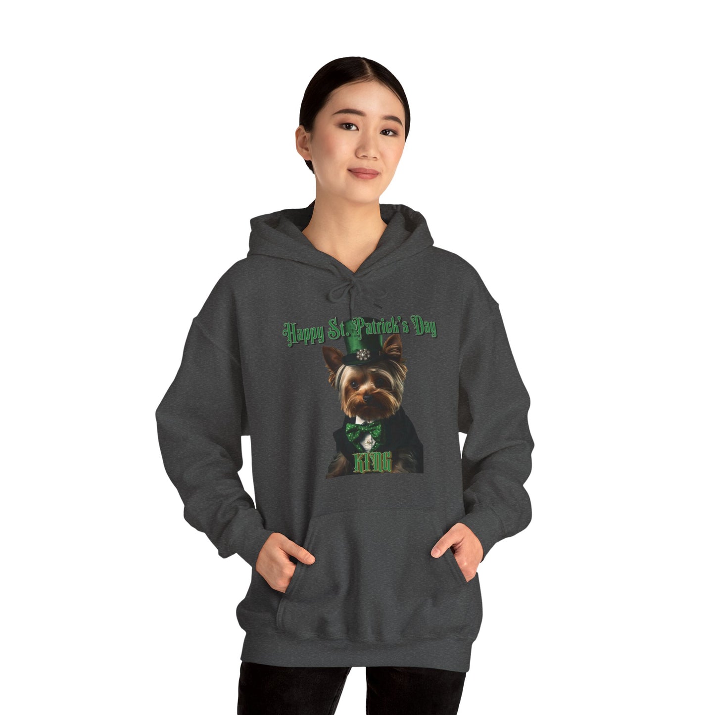 St. Patrick's Day Yorkie 1 for Adults Unisex Heavy Blend™ Hooded Sweatshirt