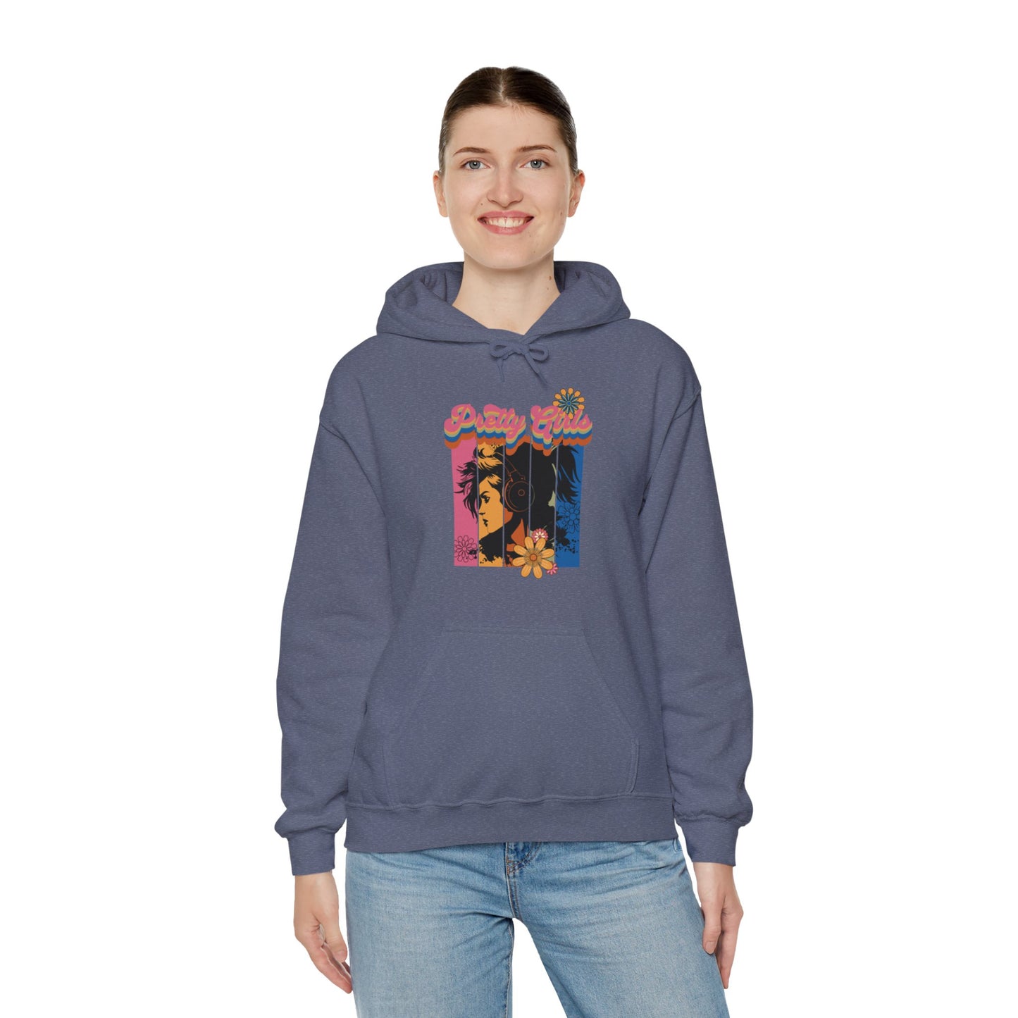 Colorful Floral Pretty Girls for Adults Unisex Heavy Blend™ Hooded Sweatshirt