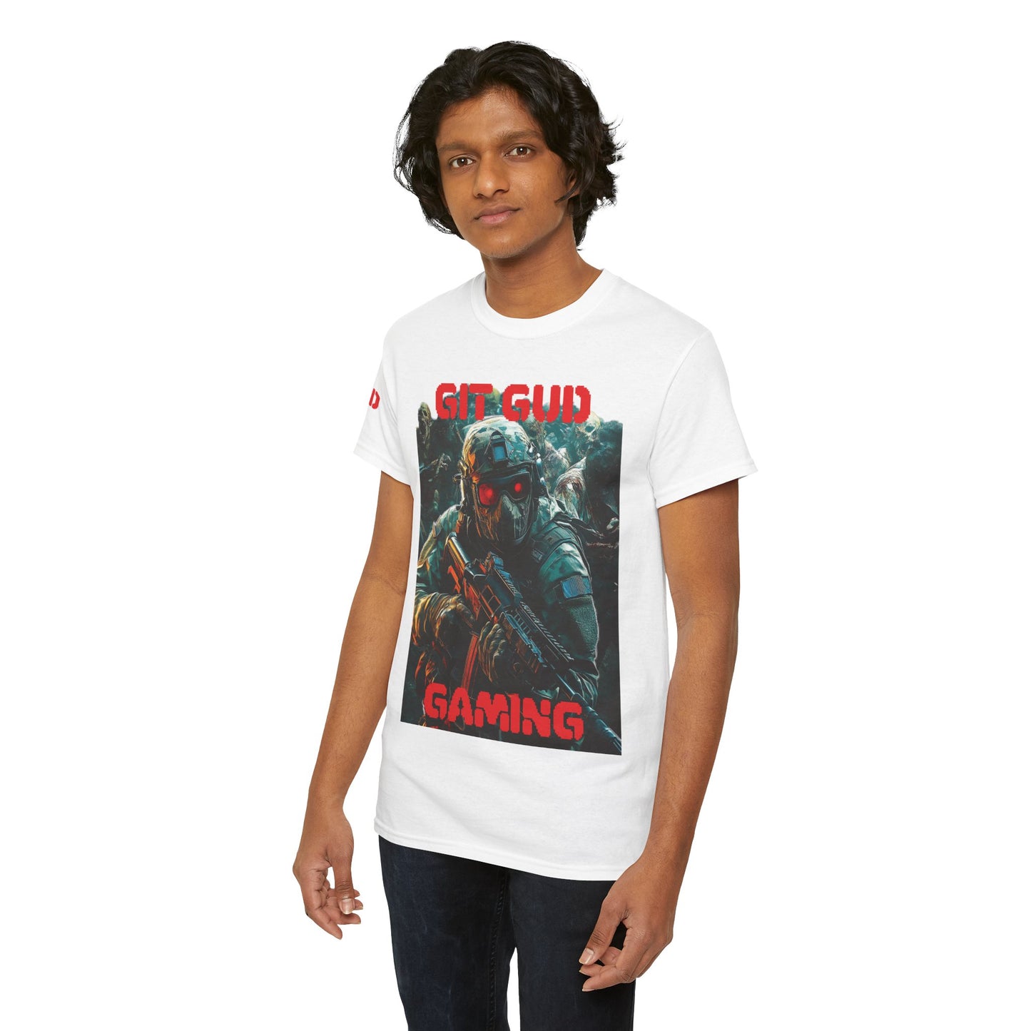 Gaming Tee - Red Eyed Soldier surrounded by Zombies - GIT GUD Design