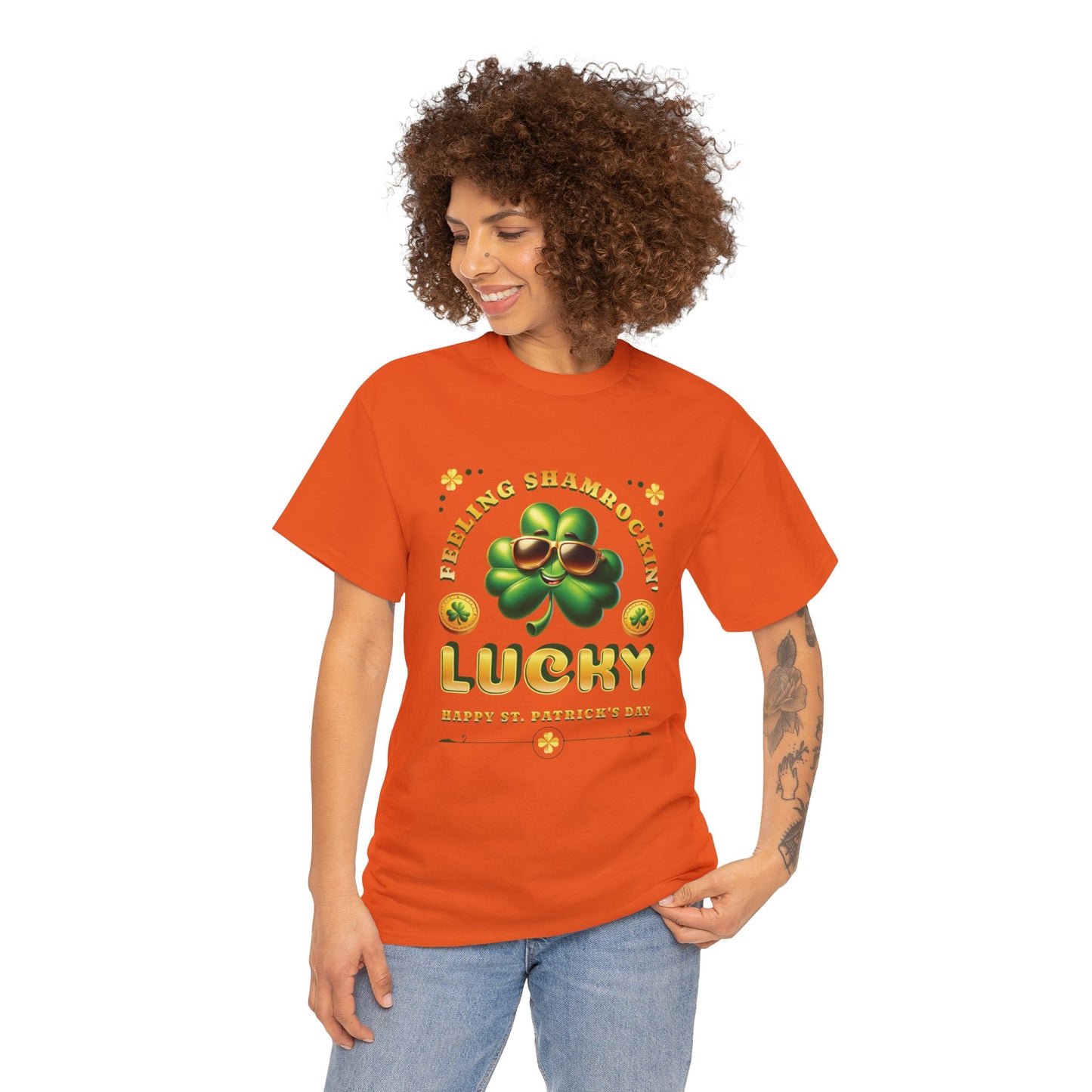 Feeling Shamrockin' Lucky and Blessed (Gildan · 5000) Unisex Heavy Cotton Tee