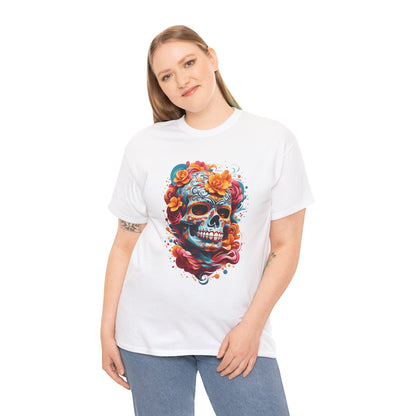 Skeleton with flowers (Gildan · 5000) Unisex Heavy Cotton Tee