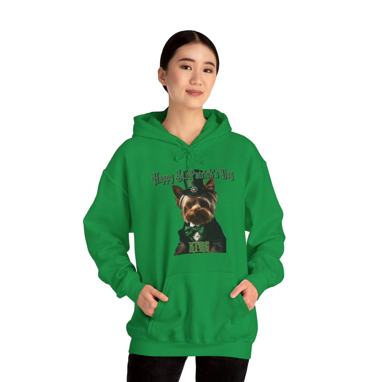 St. Patrick's Day Yorkie 1 for Adults Unisex Heavy Blend™ Hooded Sweatshirt